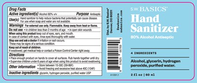 CP-LABL-SWBA-0001 - A1091.1 - Denatured_HS_60ml_ClearGlass_BstnRnd_Bottle.jpg 60 mL NDC 78645-001-01 Hand Sanitizer 80% Alcohol Antiseptic SW Basics - CP LABL SWBA 0001 A1091.1 Denatured HS 60ml ClearGlass BstnRnd Bottle